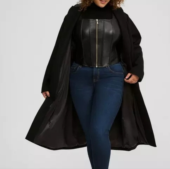 🆕️🖤 1X BLACK FAUX LEATHER ZIP FRONT CORSET VEST🖤 - Picture 6 of 9